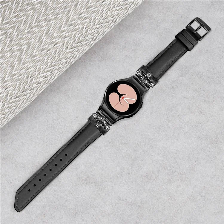 For Samsung Galaxy Watch6 44mm / Watch6 Classic 43mm / 47mm Black Buckle Watchband Butterfly Connector Strap