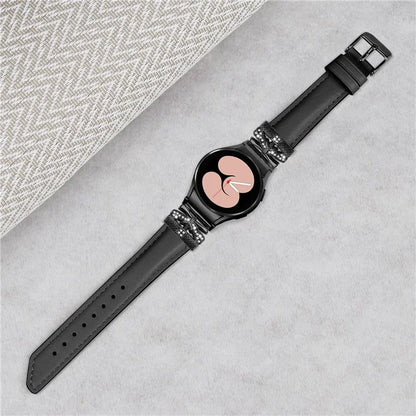 For Samsung Galaxy Watch6 44mm / Watch6 Classic 43mm / 47mm Black Buckle Watchband Butterfly Connector Strap