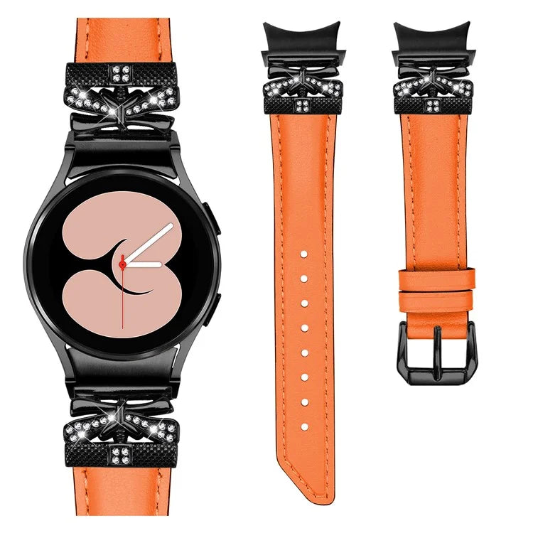 For Samsung Galaxy Watch6 44mm / Watch6 Classic 43mm / 47mm Black Buckle Watchband Butterfly Connector Strap