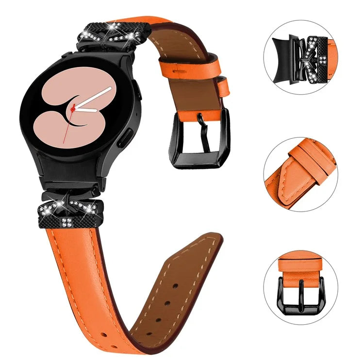 For Samsung Galaxy Watch6 44mm / Watch6 Classic 43mm / 47mm Black Buckle Watchband Butterfly Connector Strap