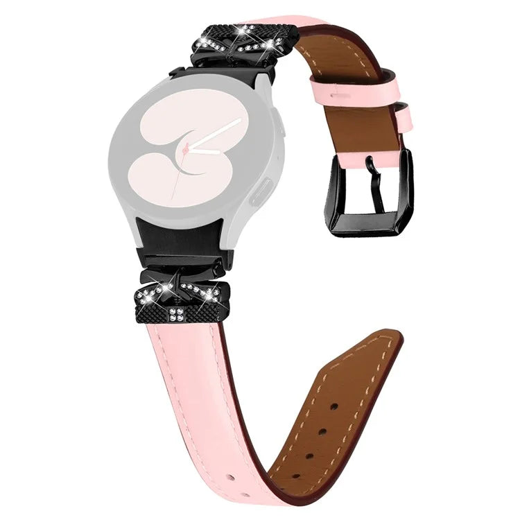 For Samsung Galaxy Watch6 44mm / Watch6 Classic 43mm / 47mm Black Buckle Watchband Butterfly Connector Strap