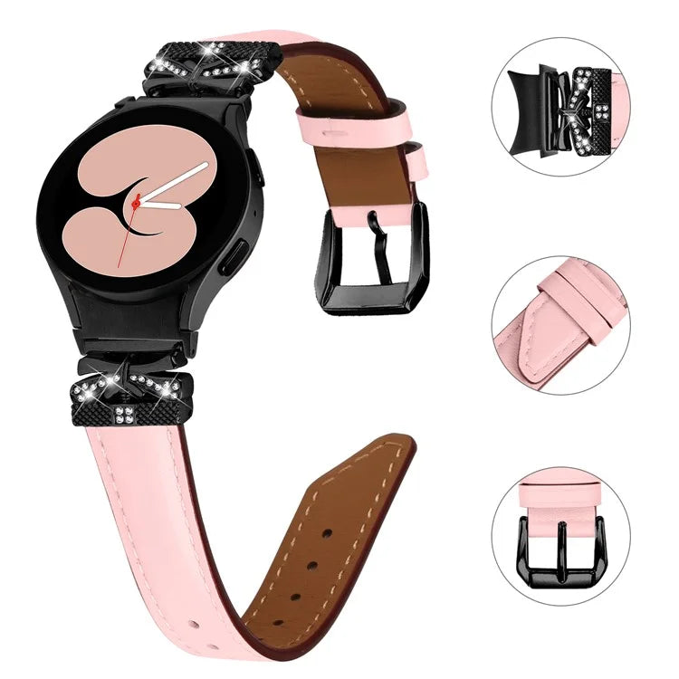 For Samsung Galaxy Watch6 44mm / Watch6 Classic 43mm / 47mm Black Buckle Watchband Butterfly Connector Strap