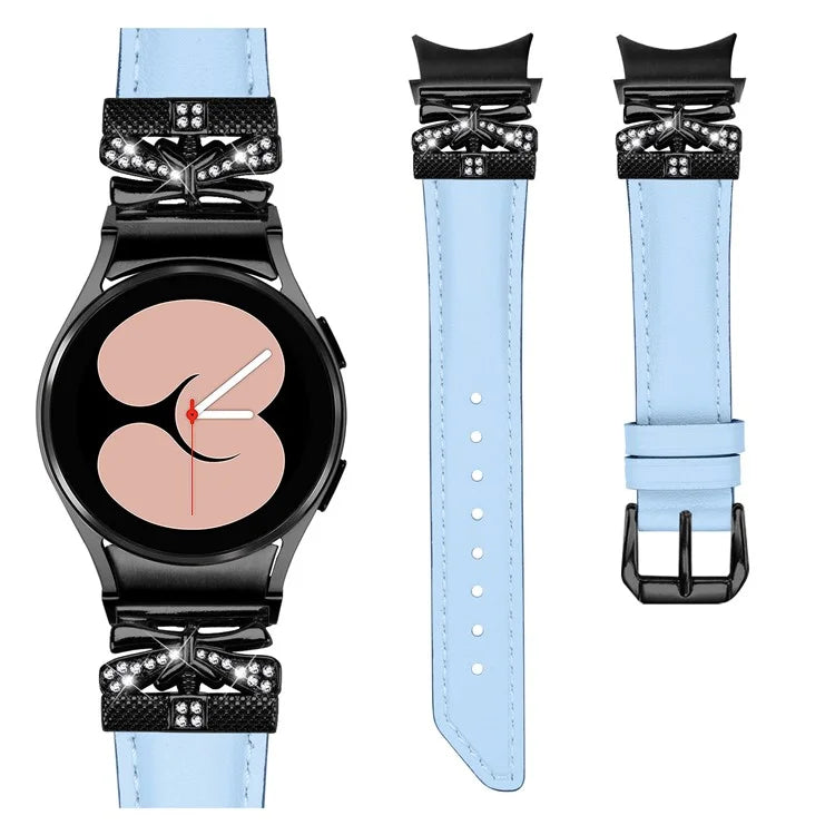 For Samsung Galaxy Watch6 44mm / Watch6 Classic 43mm / 47mm Black Buckle Watchband Butterfly Connector Strap