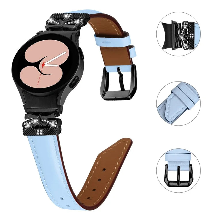 For Samsung Galaxy Watch6 44mm / Watch6 Classic 43mm / 47mm Black Buckle Watchband Butterfly Connector Strap