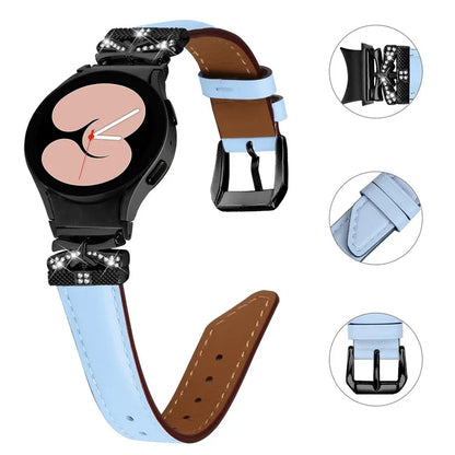 For Samsung Galaxy Watch6 44mm / Watch6 Classic 43mm / 47mm Black Buckle Watchband Butterfly Connector Strap