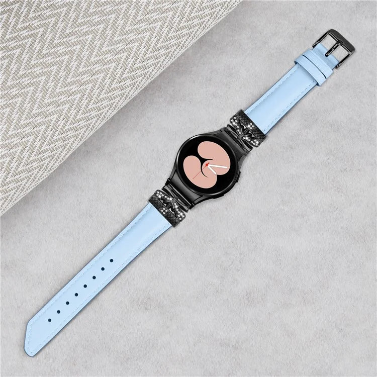 For Samsung Galaxy Watch6 44mm / Watch6 Classic 43mm / 47mm Black Buckle Watchband Butterfly Connector Strap