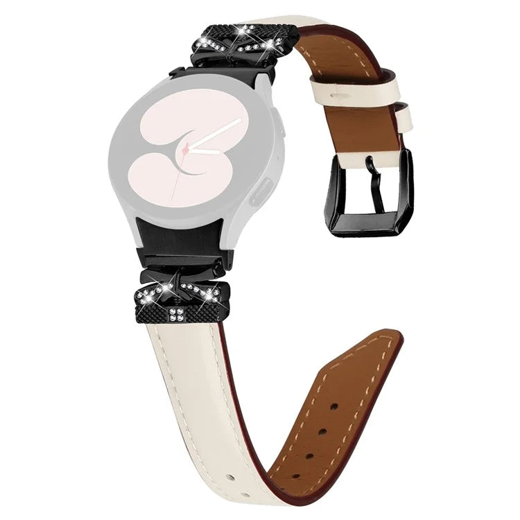 For Samsung Galaxy Watch6 44mm / Watch6 Classic 43mm / 47mm Black Buckle Watchband Butterfly Connector Strap