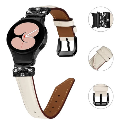 For Samsung Galaxy Watch6 44mm / Watch6 Classic 43mm / 47mm Black Buckle Watchband Butterfly Connector Strap