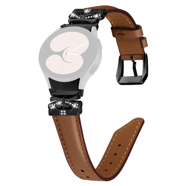 For Samsung Galaxy Watch6 44mm / Watch6 Classic 43mm / 47mm Black Buckle Watchband Butterfly Connector Strap