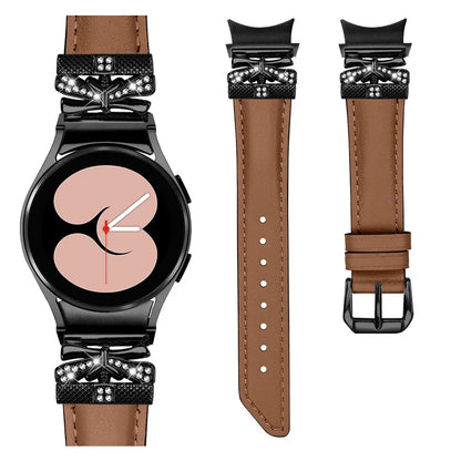 For Samsung Galaxy Watch6 44mm / Watch6 Classic 43mm / 47mm Black Buckle Watchband Butterfly Connector Strap