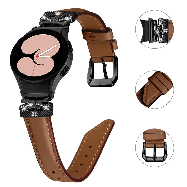 For Samsung Galaxy Watch6 44mm / Watch6 Classic 43mm / 47mm Black Buckle Watchband Butterfly Connector Strap