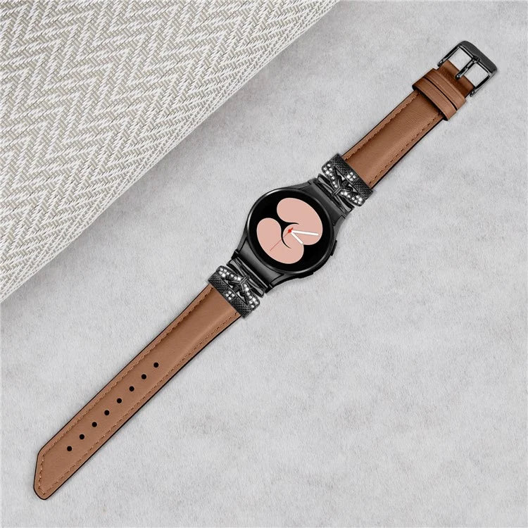 For Samsung Galaxy Watch6 44mm / Watch6 Classic 43mm / 47mm Black Buckle Watchband Butterfly Connector Strap