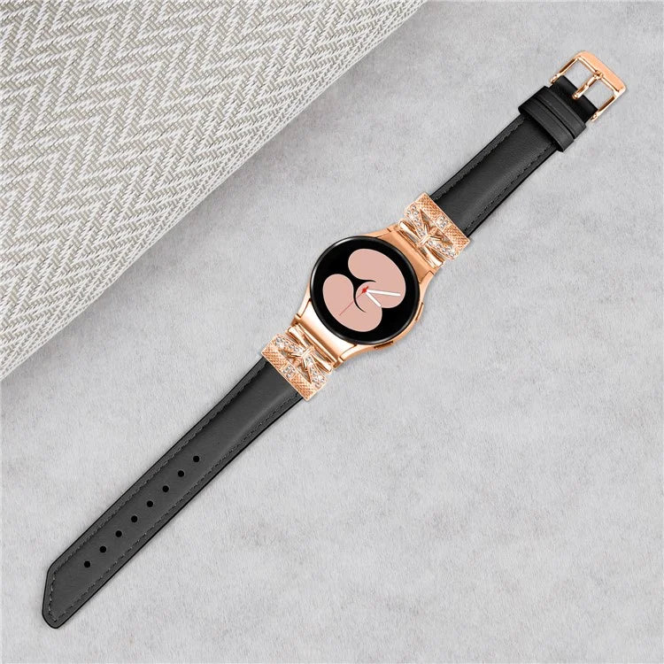For Samsung Galaxy Watch6 44mm / Watch6 Classic 43mm / 47mm Watch Strap Rose Gold Buckle Butterfly Connector Band