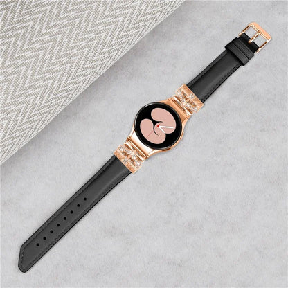 For Samsung Galaxy Watch6 44mm / Watch6 Classic 43mm / 47mm Watch Strap Rose Gold Buckle Butterfly Connector Band