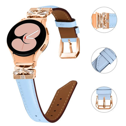 For Samsung Galaxy Watch6 44mm / Watch6 Classic 43mm / 47mm Watch Strap Rose Gold Buckle Butterfly Connector Band