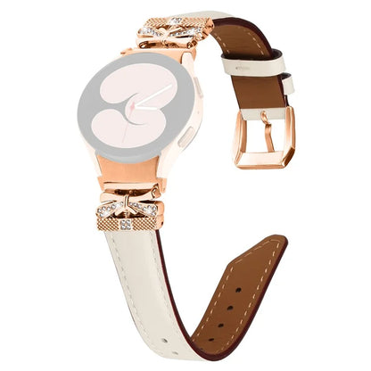 For Samsung Galaxy Watch6 44mm / Watch6 Classic 43mm / 47mm Watch Strap Rose Gold Buckle Butterfly Connector Band