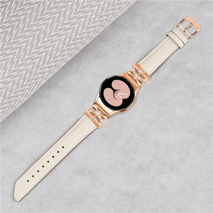 For Samsung Galaxy Watch6 44mm / Watch6 Classic 43mm / 47mm Watch Strap Rose Gold Buckle Butterfly Connector Band