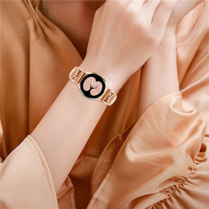 For Samsung Galaxy Watch6 44mm / Watch6 Classic 43mm / 47mm Watch Strap Rose Gold Buckle Butterfly Connector Band