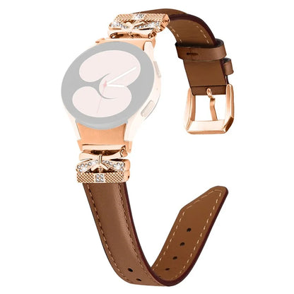 For Samsung Galaxy Watch6 44mm / Watch6 Classic 43mm / 47mm Watch Strap Rose Gold Buckle Butterfly Connector Band
