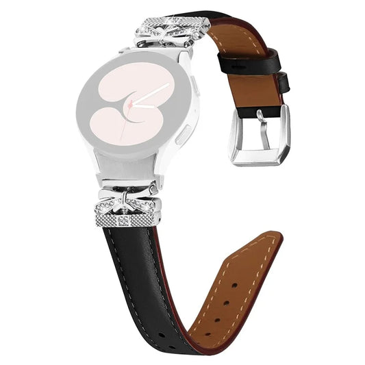 Silver Buckle Butterfly Decor Strap for Samsung Galaxy Watch4  /  Watch5  /  Watch4 Classic  /  Watch4 Active  /  Watch5 Active Wristband