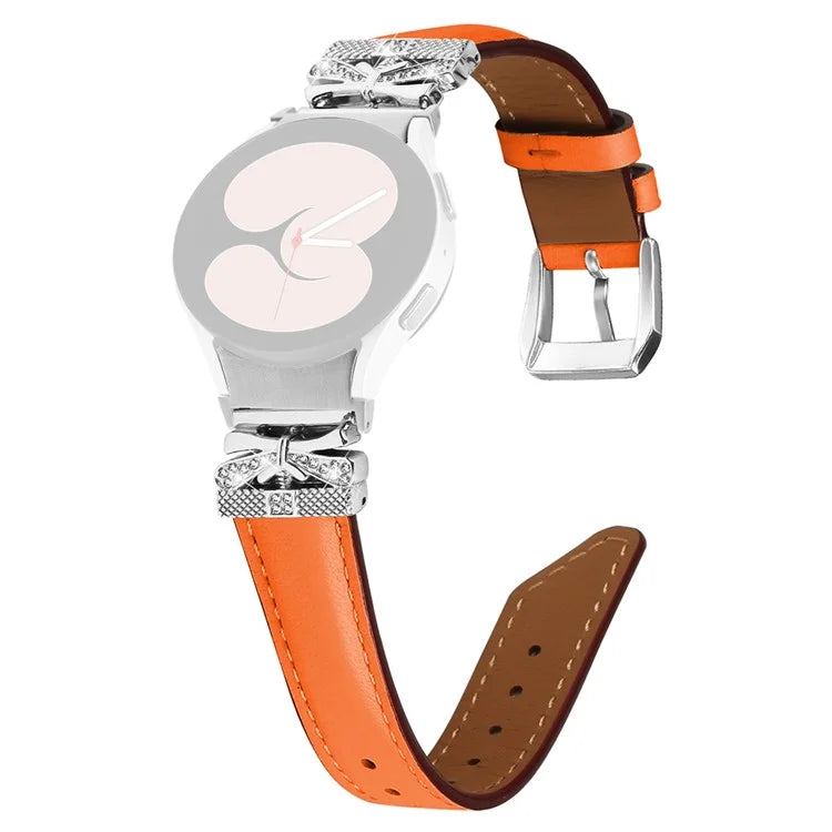 Silver Buckle Butterfly Decor Strap for Samsung Galaxy Watch4  /  Watch5  /  Watch4 Classic  /  Watch4 Active  /  Watch5 Active Wristband
