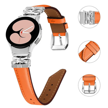 Silver Buckle Butterfly Decor Strap for Samsung Galaxy Watch4  /  Watch5  /  Watch4 Classic  /  Watch4 Active  /  Watch5 Active Wristband