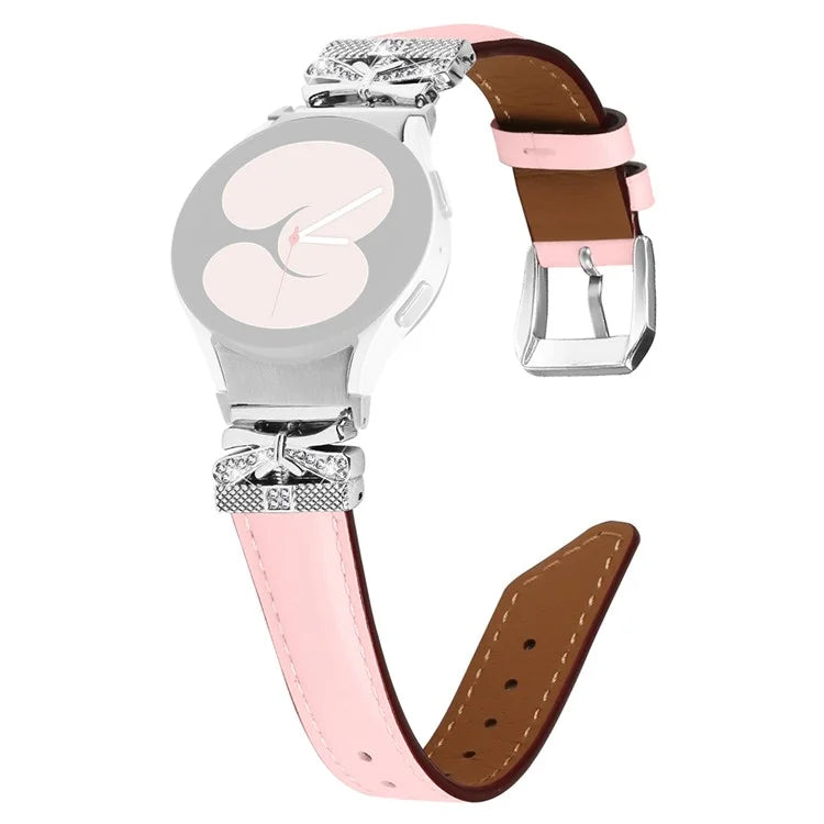 Silver Buckle Butterfly Decor Strap for Samsung Galaxy Watch4  /  Watch5  /  Watch4 Classic  /  Watch4 Active  /  Watch5 Active Wristband
