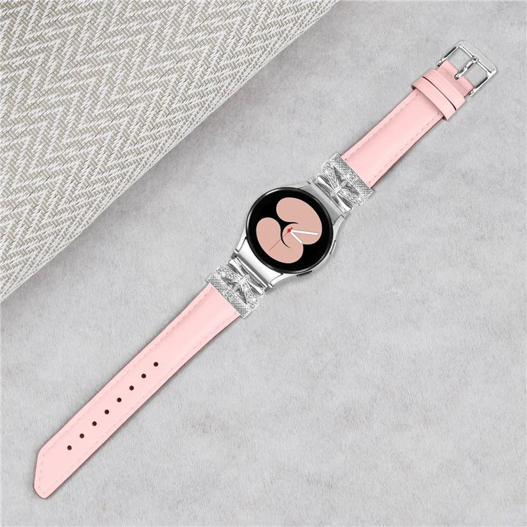 Silver Buckle Butterfly Decor Strap for Samsung Galaxy Watch4  /  Watch5  /  Watch4 Classic  /  Watch4 Active  /  Watch5 Active Wristband