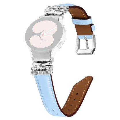 Silver Buckle Butterfly Decor Strap for Samsung Galaxy Watch4  /  Watch5  /  Watch4 Classic  /  Watch4 Active  /  Watch5 Active Wristband