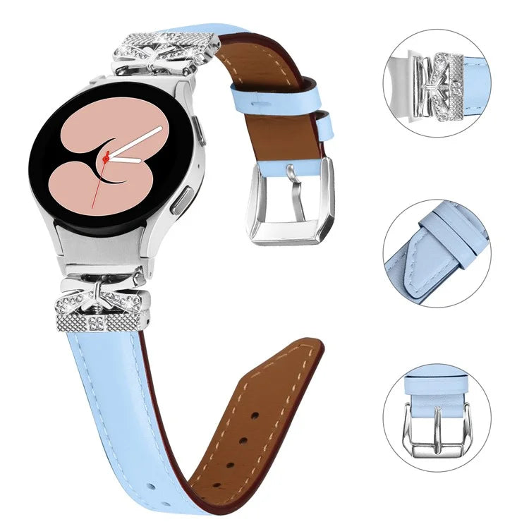 Silver Buckle Butterfly Decor Strap for Samsung Galaxy Watch4  /  Watch5  /  Watch4 Classic  /  Watch4 Active  /  Watch5 Active Wristband