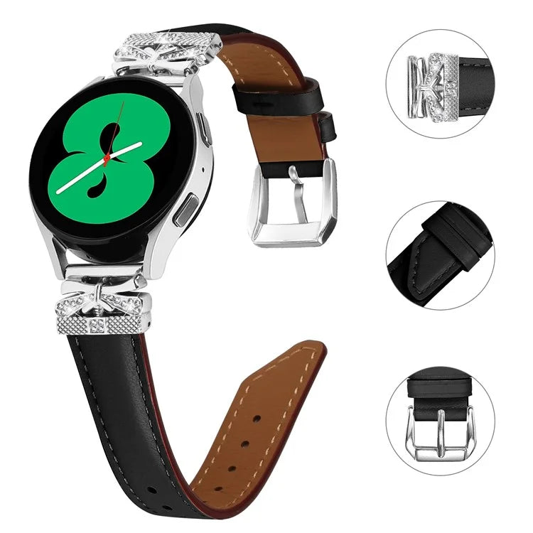 Silver Buckle 20mm Watch Band for Samsung Galaxy Watch6 44mm 40mm / Watch 5 Active 44mm 40mm / Watch 5 44mm 40mm / Watch4 Active 44mm 40mm