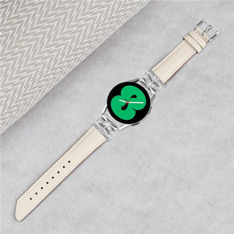 Silver Buckle 20mm Watch Band for Samsung Galaxy Watch6 44mm 40mm / Watch 5 Active 44mm 40mm / Watch 5 44mm 40mm / Watch4 Active 44mm 40mm