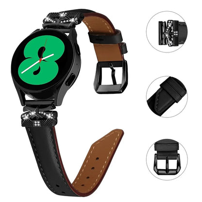 20mm Watch Band for Samsung Galaxy Watch6 44mm 40mm / Watch 5 Active 44mm 40mm / Watch 5 44mm 40mm / Watch4 Active 44mm 40mm, Black Buckle