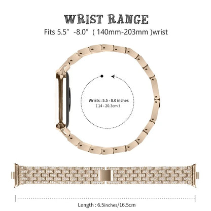 For Xiaomi Smart Band 8 Pro Watch Band Rhinestone Decor 5-Bead Metal Watch Strap