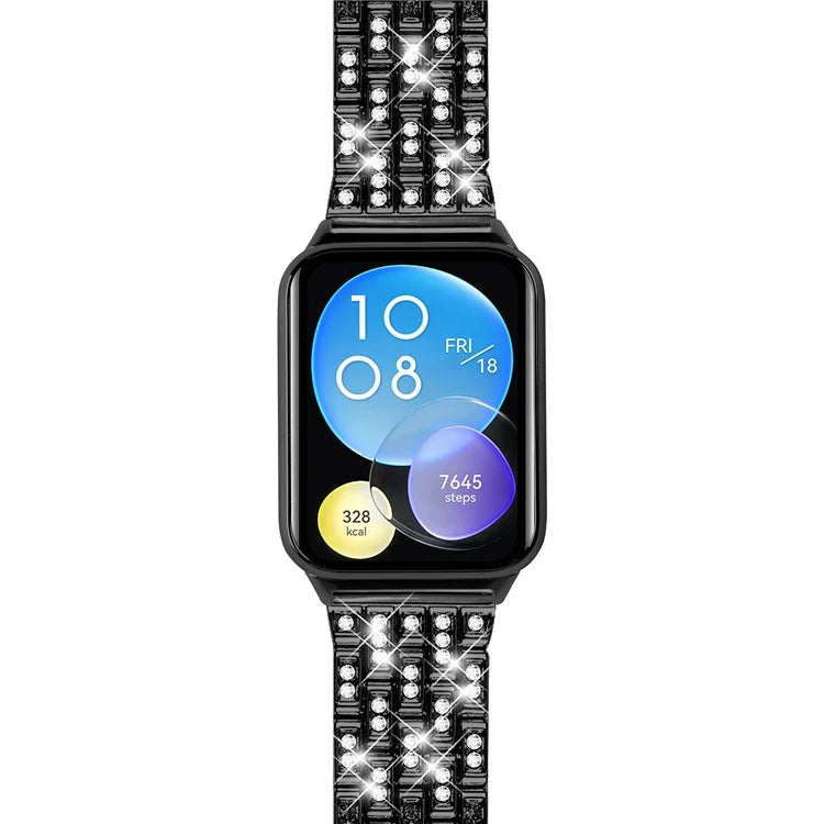 For Xiaomi Smart Band 8 Pro Watch Band Rhinestone Decor 5-Bead Metal Watch Strap