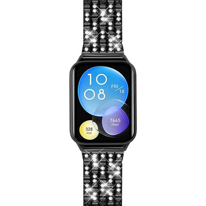 For Xiaomi Smart Band 8 Pro Watch Band Rhinestone Decor 5-Bead Metal Watch Strap