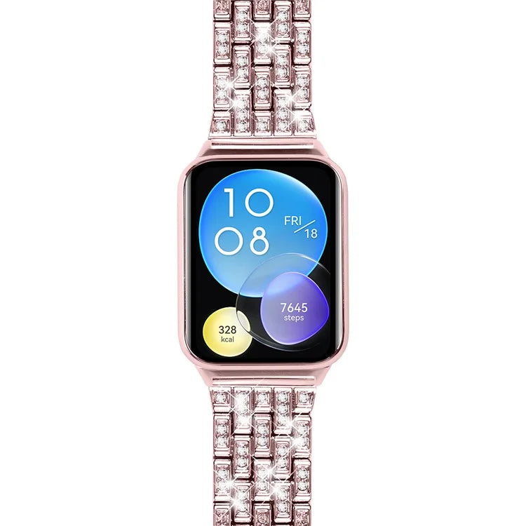 For Xiaomi Smart Band 8 Pro Watch Band Rhinestone Decor 5-Bead Metal Watch Strap