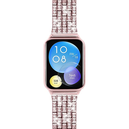 For Xiaomi Smart Band 8 Pro Watch Band Rhinestone Decor 5-Bead Metal Watch Strap