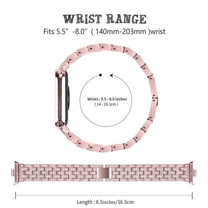 For Xiaomi Smart Band 8 Pro Watch Band Rhinestone Decor 5-Bead Metal Watch Strap