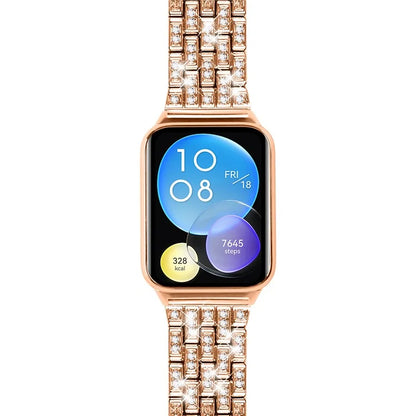 For Xiaomi Smart Band 8 Pro Watch Band Rhinestone Decor 5-Bead Metal Watch Strap