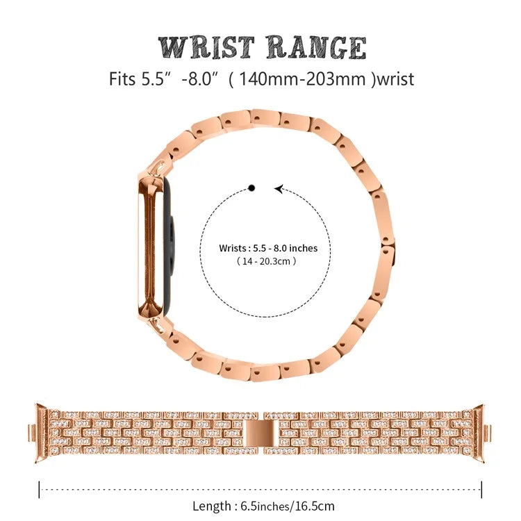 For Xiaomi Smart Band 8 Pro Watch Band Rhinestone Decor 5-Bead Metal Watch Strap