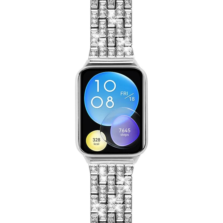 For Xiaomi Smart Band 8 Pro Watch Band Rhinestone Decor 5-Bead Metal Watch Strap