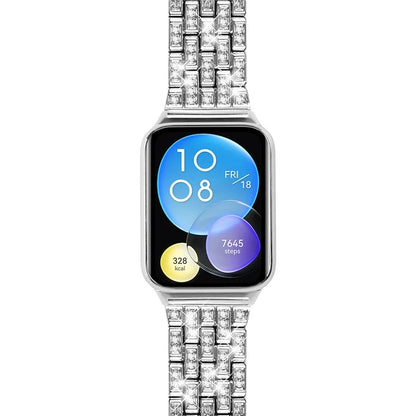 For Xiaomi Smart Band 8 Pro Watch Band Rhinestone Decor 5-Bead Metal Watch Strap
