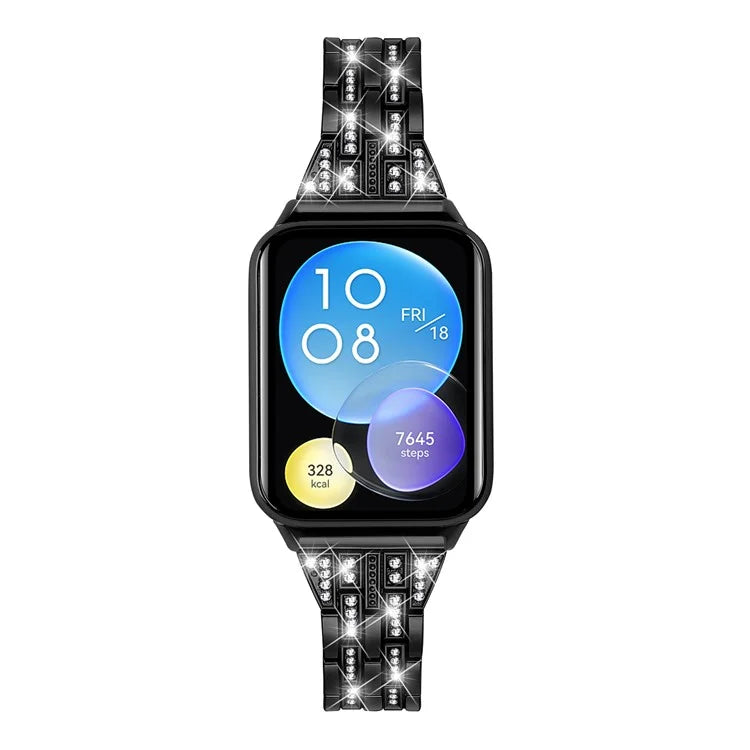 For Xiaomi Smart Band 8 Pro Metal Watch Strap 2-Row Rhinestone 5-Bead Watchband