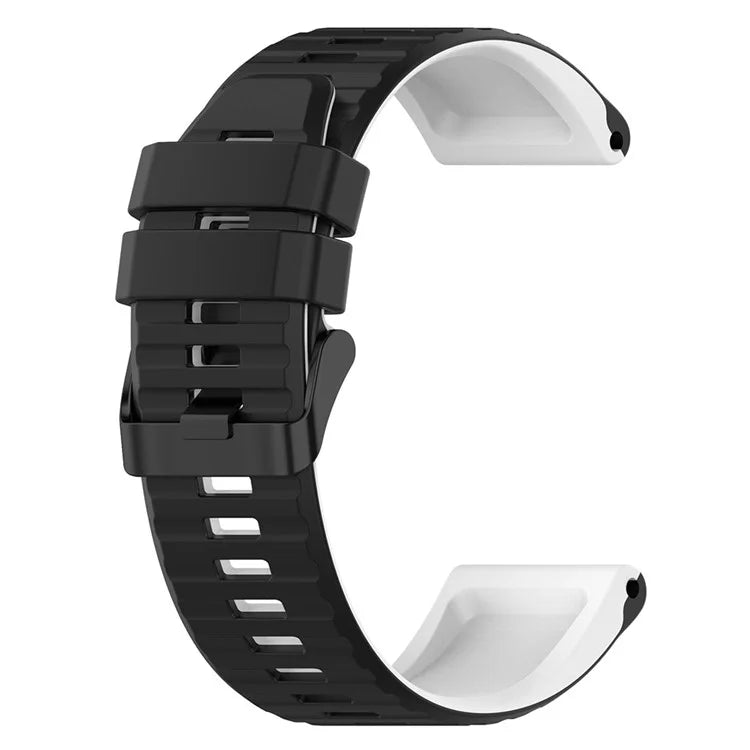 For Garmin Fenix 7X Pro Watch Bands Horizontal Stripes Silicone Dual-color Strap