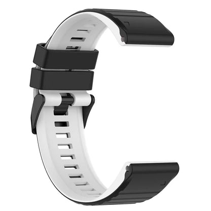 For Garmin Fenix 7X Pro Watch Bands Horizontal Stripes Silicone Dual-color Strap