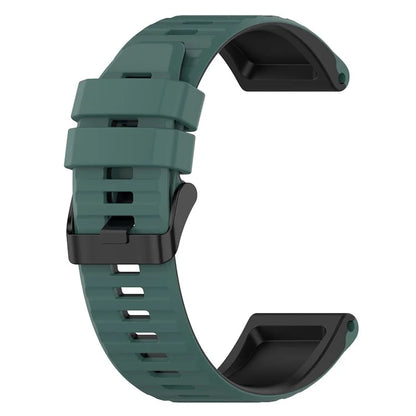 For Garmin Fenix 7X Pro Watch Bands Horizontal Stripes Silicone Dual-color Strap