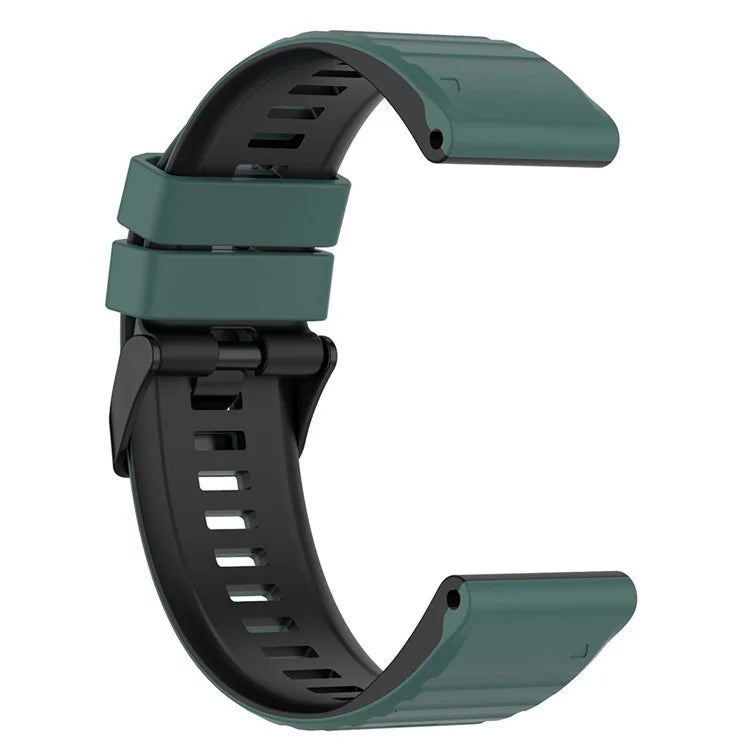 For Garmin Fenix 7X Pro Watch Bands Horizontal Stripes Silicone Dual-color Strap