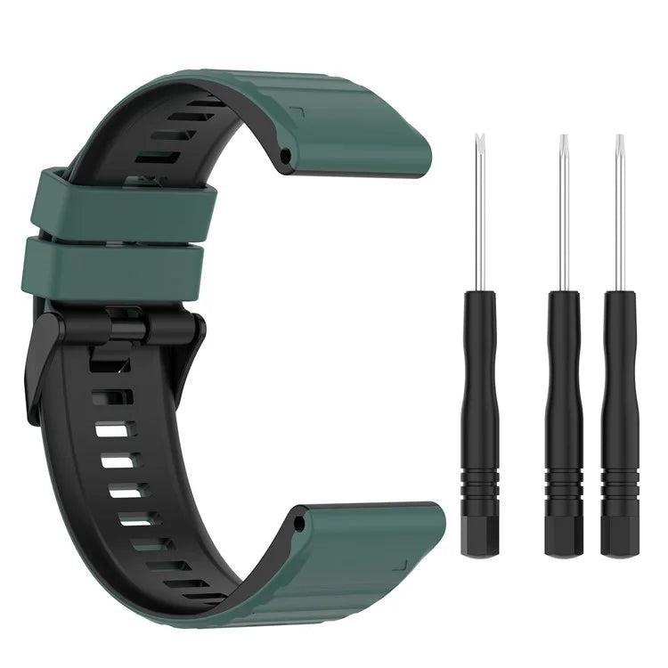 For Garmin Fenix 7X Pro Watch Bands Horizontal Stripes Silicone Dual-color Strap
