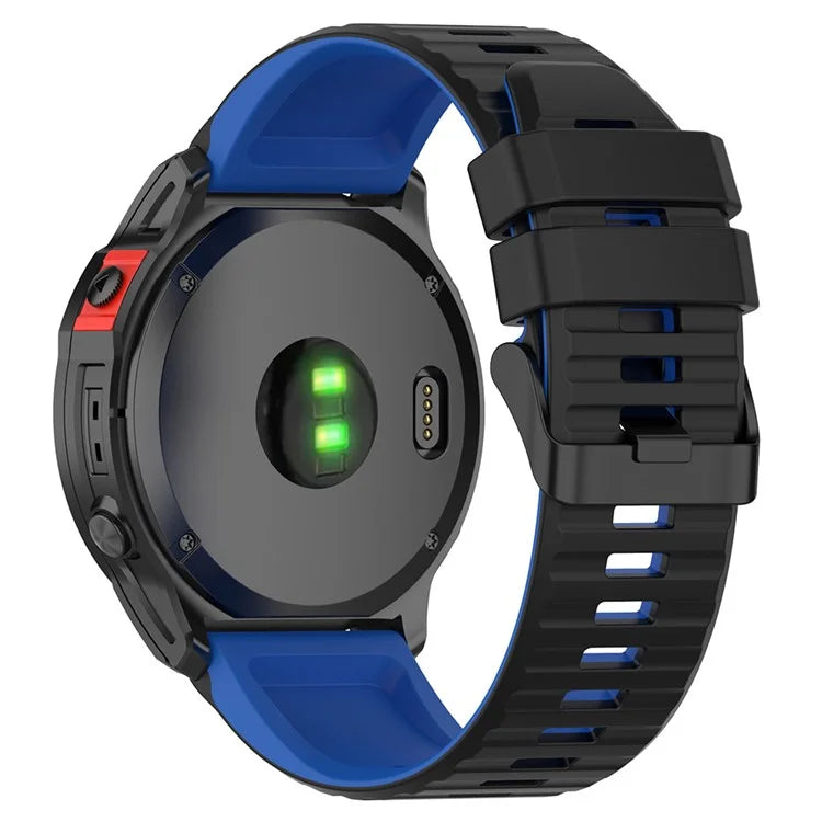 For Garmin Fenix 7X Pro Watch Bands Horizontal Stripes Silicone Dual-color Strap